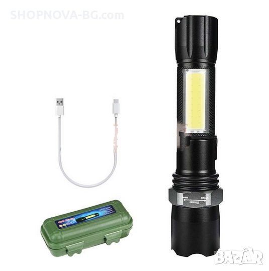  Мощен алуминиев LED Фенер TECHNOSECTOR, Модел SP20-01, С акумулаторна батерия, Зареждане чрез Micro, снимка 1