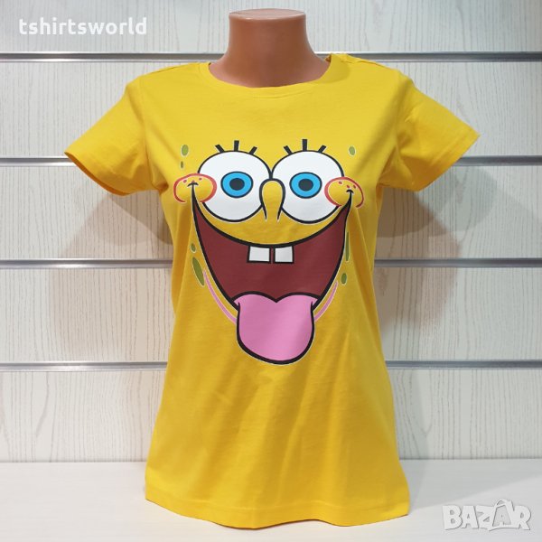 Нова дамска тениска с дигитален печат Спондж боб, снимка 1