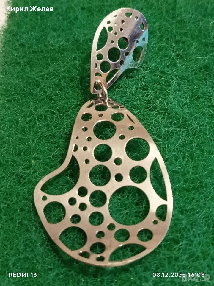 Красива сребърна обеца с абстрактен дизайн дизаинеско бижу 52407, снимка 1