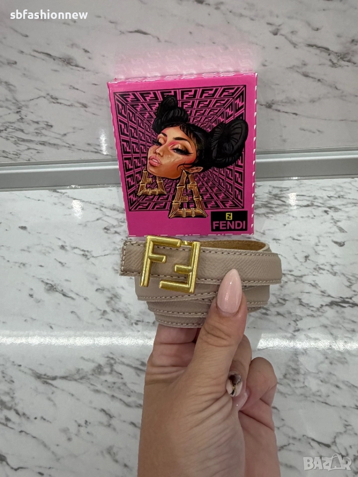 Fendi бежов колан естествена кожа в кутия, снимка 1