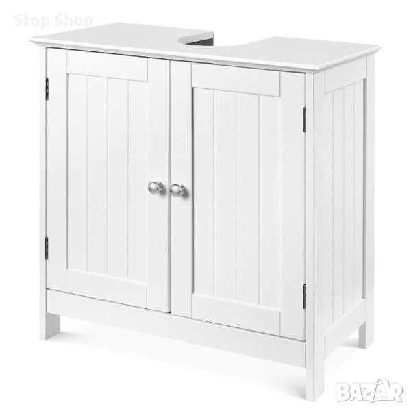 Долен шкаф за мивка (60 x 60 x 30 см, метални дръжки, дърво, бяло) ., снимка 1