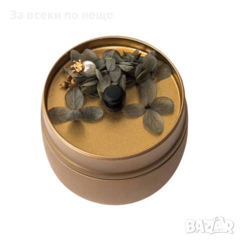 Ароматна свещ в метална кутийка с декорация, 4 аромата Код P1340, снимка 2 - Декорация за дома - 52016154