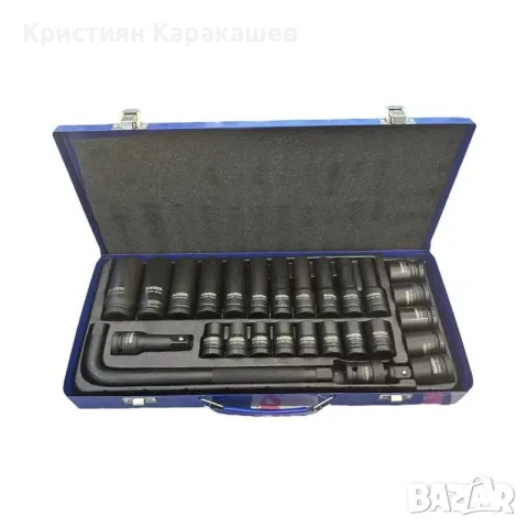 Комплект с ударни вложки 27 части 1/2'' CR–V в метален куфар HAWEK