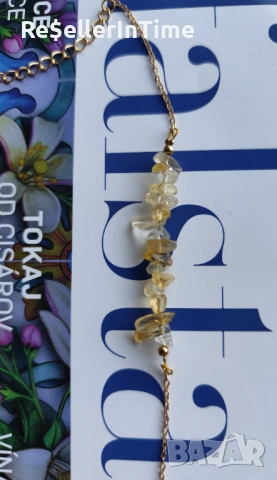 Нова гривна с цитрин, в златисто , снимка 2 - Гривни - 53069604