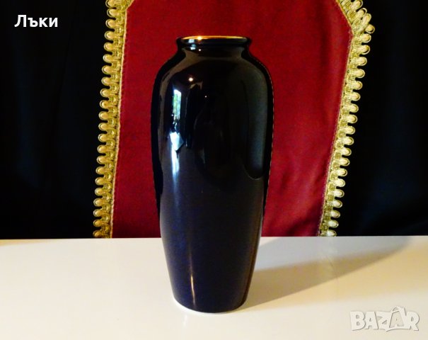 Ваза японски порцелан,злато,кобалт 22 см. , снимка 11 - Вази - 30248363