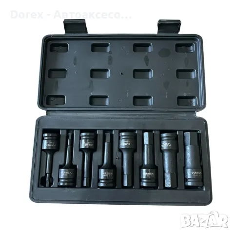 Ударни битове шестограми 1/2" 8 бр. HAWEK, снимка 2 - Куфари с инструменти - 56012258