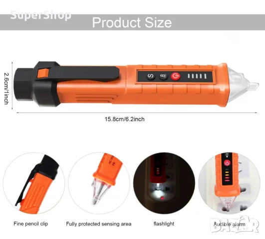Безконтактен фазомер - тестер за напрежение, снимка 2 - Други инструменти - 47494106
