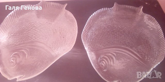 Стъклени чинии риба 2 бр, снимка 2 - Чинии - 30910891