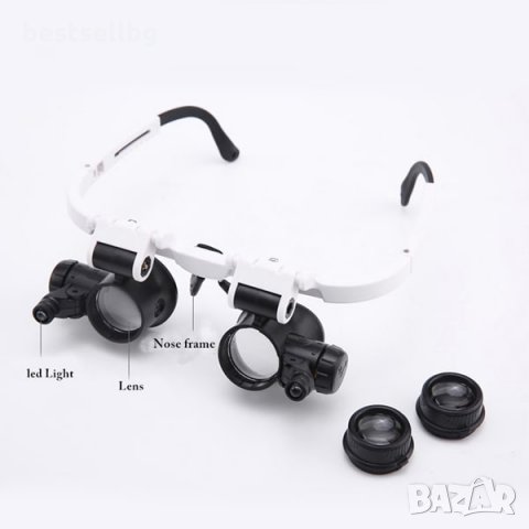 Часовникарска мощна увеличителна лупа очила с лед осветление за бижута, снимка 6 - Други инструменти - 29095920