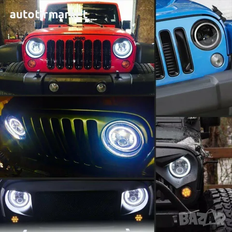 Комплект Кръгли LED фарове 7" 70W H4 – GUN1147, снимка 4 - Аксесоари и консумативи - 56052540