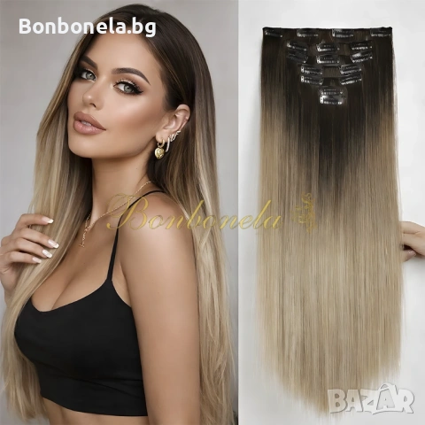 Екстеншън с клипс / треса / 7 реда треси с клипси / Удължение за Коса, снимка 9 - Аксесоари за коса - 53032248