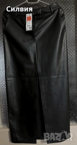 Нова дълга черна лъскава кожена пола "Amisu" / "Амису" с етикет, номер 48, размер "S"