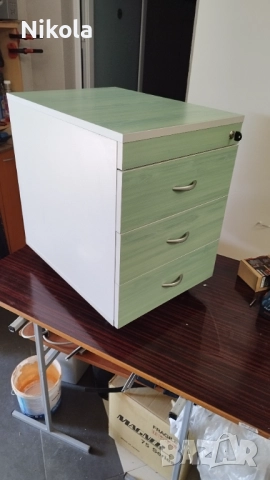 Офис шкаф с три чекмеджета на колела - контейнер за бюро резидав с ключ, снимка 3 - Шкафове и рафтове - 51437181