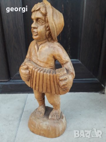 Дърворезба дървена фигура на музикавт , снимка 2 - Декорация за дома - 31519395