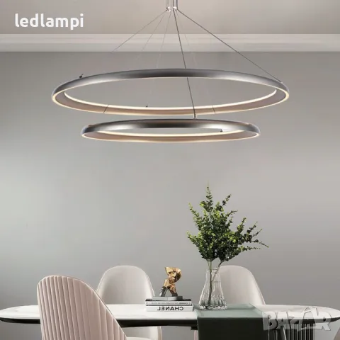 LED Полилей 65W Дизайн Златно + Шампанско Сиво Тяло Топло Бяла Светлина, снимка 5 - Полилеи - 47305318