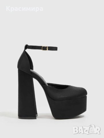 Черни елегантни обувки на платформа, снимка 2 - Дамски обувки на ток - 40860820