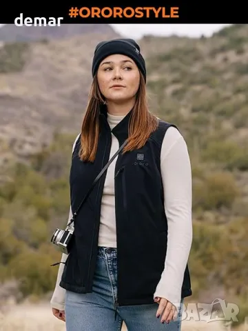 ORORO Дамска отопляема софтшел жилетка с Power Bank, черна, размер М, снимка 7 - Жилетки - 47439960