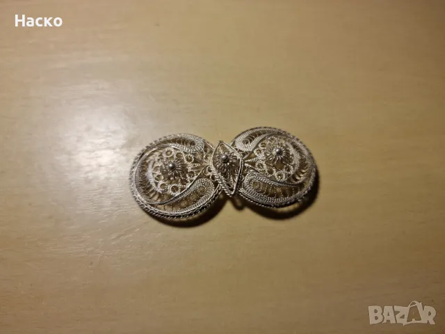 възрожденска брошка пафта филигран сребърна , снимка 7 - Антикварни и старинни предмети - 48631670