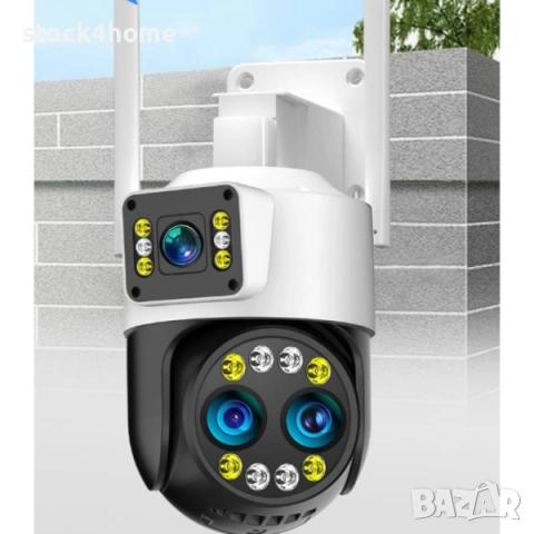 Двойна Wi-Fi камера, 12 Mp, 4K, цветно нощно виждане, 8 X оптично увеличение, проследяване, снимка 3 - IP камери - 53018550