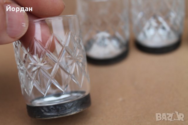 6бр. кристални чаши за ракия с метален обков , снимка 6 - Сервизи - 35266284