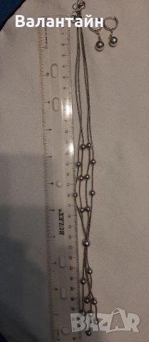 Сребърно колие и обеци топчета , снимка 2 - Бижутерийни комплекти - 29923285