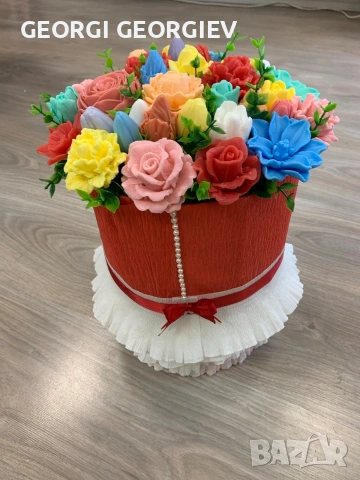 цветя изработени с глицеринов ароматен сапун и Българска роза , снимка 13 - Изкуствени цветя - 53097301