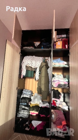 Трикрилен гардероб с надстройка, снимка 3 - Гардероби - 54194873