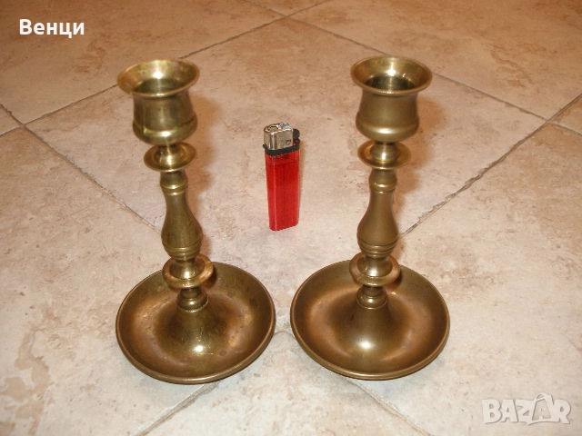 Месингови Свещници, снимка 2 - Антикварни и старинни предмети - 52798278