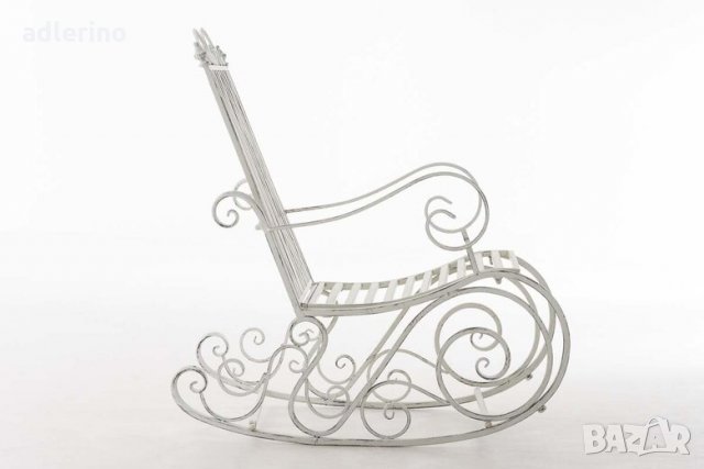 Люлеещ се стол Усмивка, ретро бял, люлеещ стол, 150 кг, уникален стол, градински стол, стол за терас, снимка 2 - Столове - 34148586