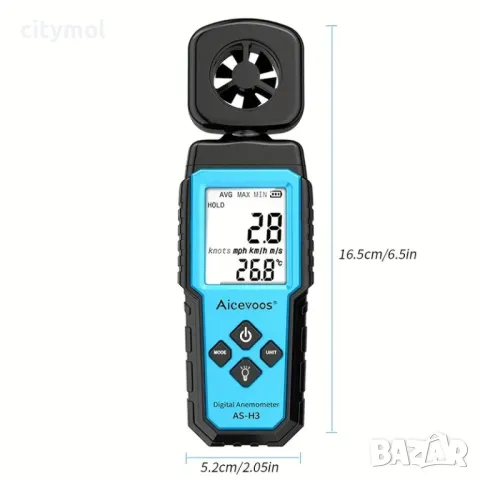 Цифров анемометър Aicevoos, измерване на скоростта, мощността, температурата на вятъра, тестер за об, снимка 6 - Други инструменти - 47420653