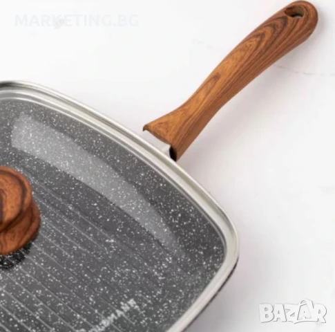 Тиган грил с капак Goldmann 24x7см./28x4.5см.– керамично покритие, лят алуминий, индукция, снимка 5 - Съдове за готвене - 50442066