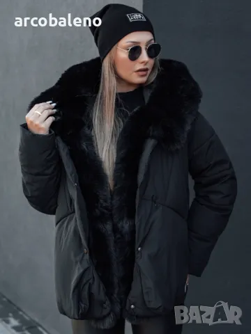 LUNAVI Дамско зимно яке ватирано с косъм, 3цвята , снимка 11 - Якета - 47488594