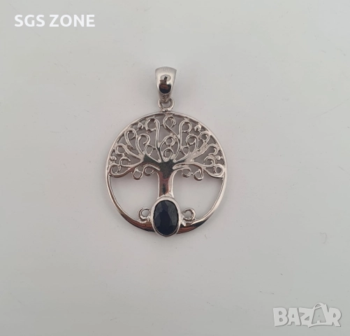 СРЕБЪРНА ВИСУЛКА СЪС САПФИР ИЛИ РУБИН, снимка 3 - Колиета, медальони, синджири - 52362137