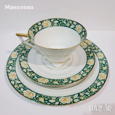 Троен комплект, порцеланова чаша за чай Schumann Bavaria.