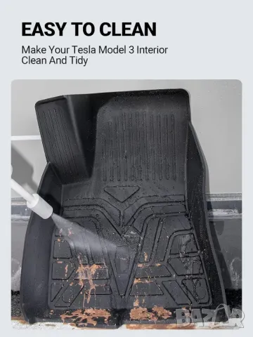 Tesla Model 3 к-кт от 6 части 3D всезонни трислойни стелки и корита багажници, снимка 4 - Аксесоари и консумативи - 49331371