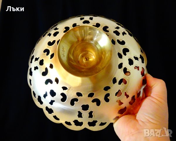 Бронзова фруктиера Британска Индия,клетъчен емайл , снимка 4 - Антикварни и старинни предмети - 35285347