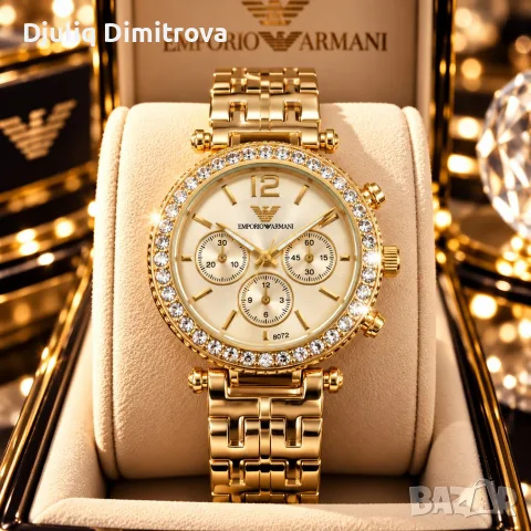 EMPORIO ARMANI дамски часовник с кристали и хронограф