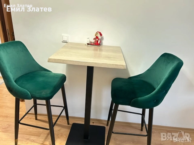 К-Т маса и Бар СТОЛОВЕ 2БР тъмнозелени/кадифе