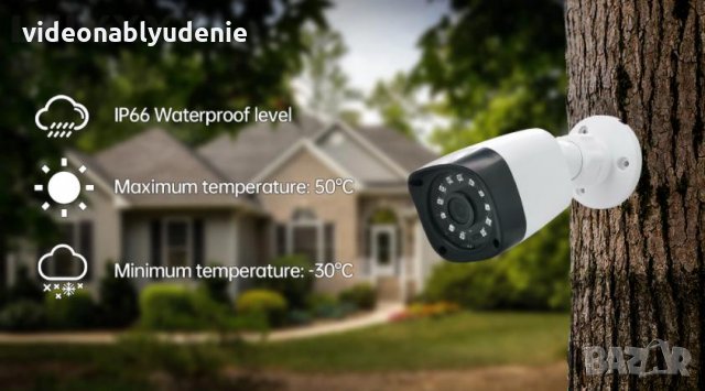 Super UltraHD 4 Mегапикселова IP66 Водоустойчива LAN Камера H.265X+ ONVIF 2.6 30 Метра Нощно Виждане, снимка 3 - IP камери - 30430954