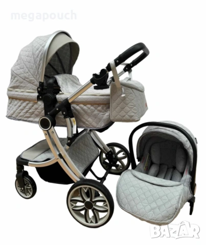 Бебешка количка L-Sun Egg 3в1 с столче за кола, снимка 10 - Детски колички - 54257996