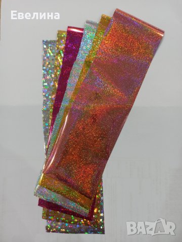 6 бр. брокатено фолио за маникюр, двойна ширина, снимка 1