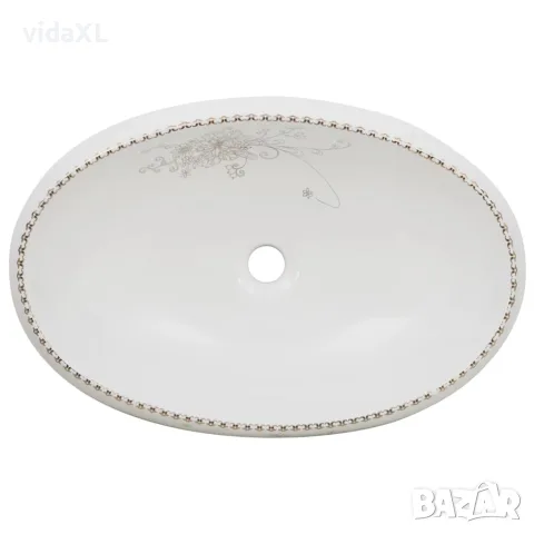 vidaXL Мивка за плот, бяла, овална, 59x40x15 см, керамика, снимка 6 - Мивки - 56146181