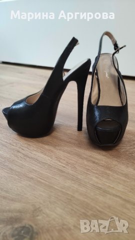Дамски черни сандали на висок ток размер 35, снимка 3 - Дамски елегантни обувки - 38459926