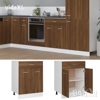 vidaXL Долен шкаф с чекмедже кафяв дъб 60x46x81,5 см инженерно дърво（SKU:815578）, снимка 3 - Шкафове - 48442934