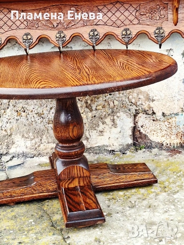 Кръгла холна масичка от масив, снимка 8 - Маси - 54135334