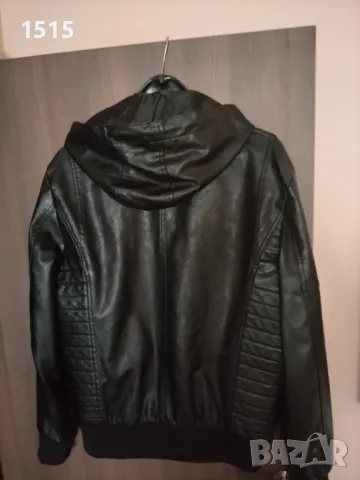 Черно кожено яке, снимка 2 - Якета - 49608452