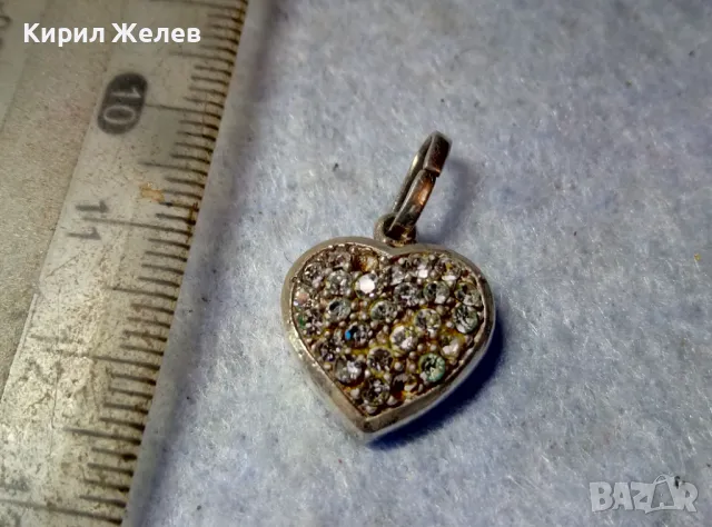 СТАР ФИН СРЕБЪРЕН ПЕНДАНТ СЪРЧИЦЕ СРЕБРО ВИСОКА ПРОБА ИНКРУСТИРАН с БЛЕСТЯЩИ ЦИРКОНИ 48596