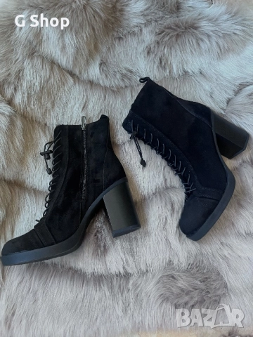 Ботуши естествен велур на ток боти зимни с топъл хастар, снимка 4 - Дамски боти - 52424658