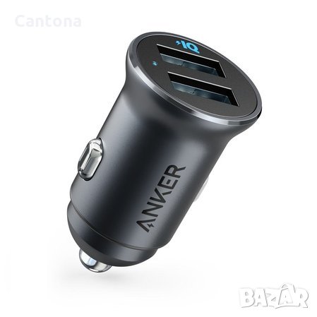 Anker PowerDrive 2 Alloy Dual USB Car Charger с PowerIQ - алуминиев корпус, 24 W, снимка 1 - Зарядни за кола - 33985831