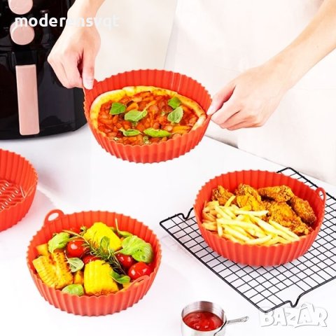 6 броя Силиконови тавички за печене за Air Fryer, снимка 3 - Форми - 40689046